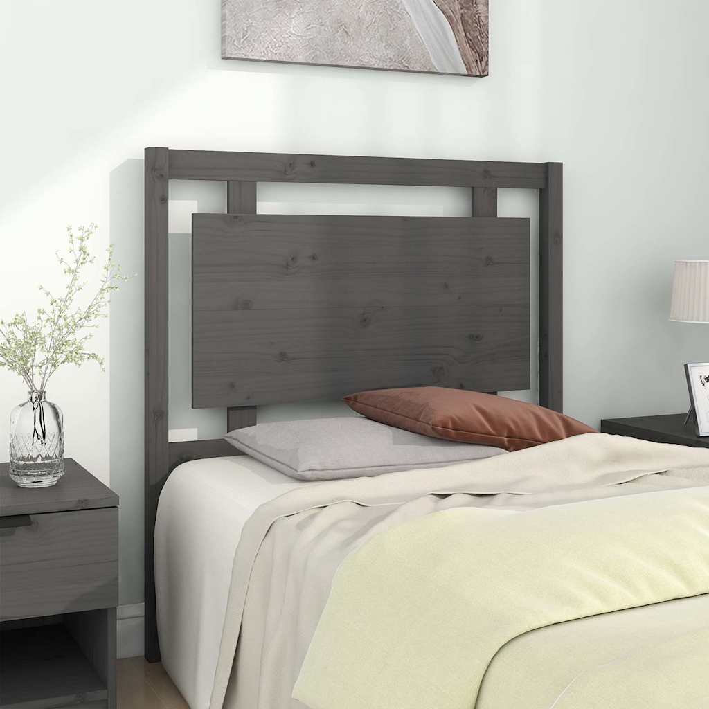 Vidaxl hoofdbord 95,5x4x100 cm massief grenenhout grijs