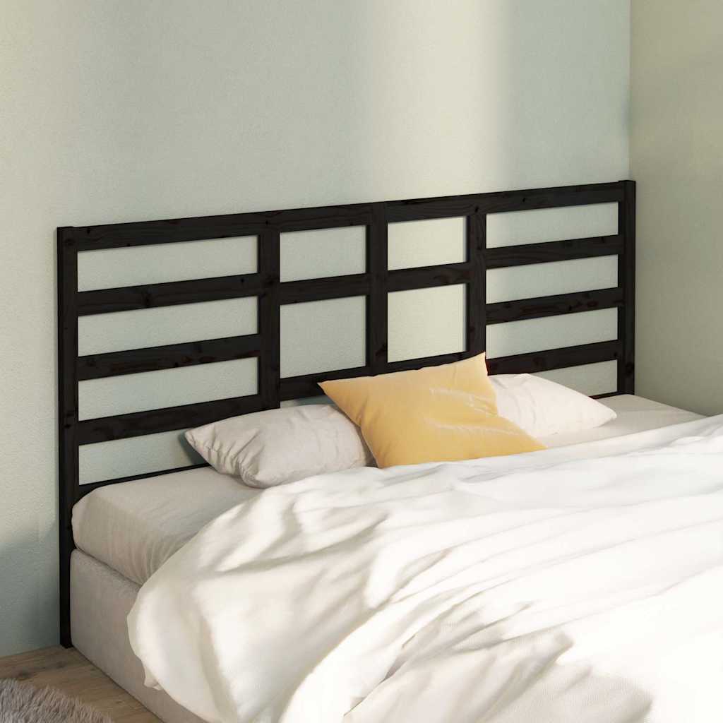 Vidaxl hoofdbord 206x4x104 cm massief grenenhout zwart