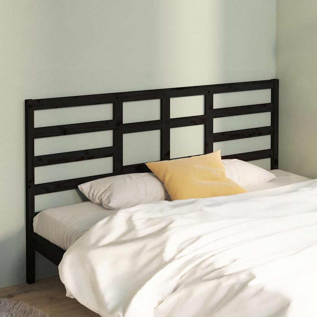 Vidaxl hoofdbord 206x4x104 cm massief grenenhout zwart