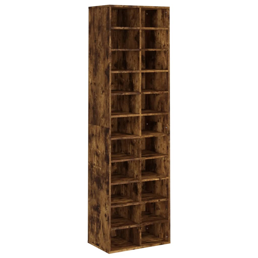 Vidaxl Cabinet da scarpe 54x34x183 cm Colore di quercia affumicata in legno