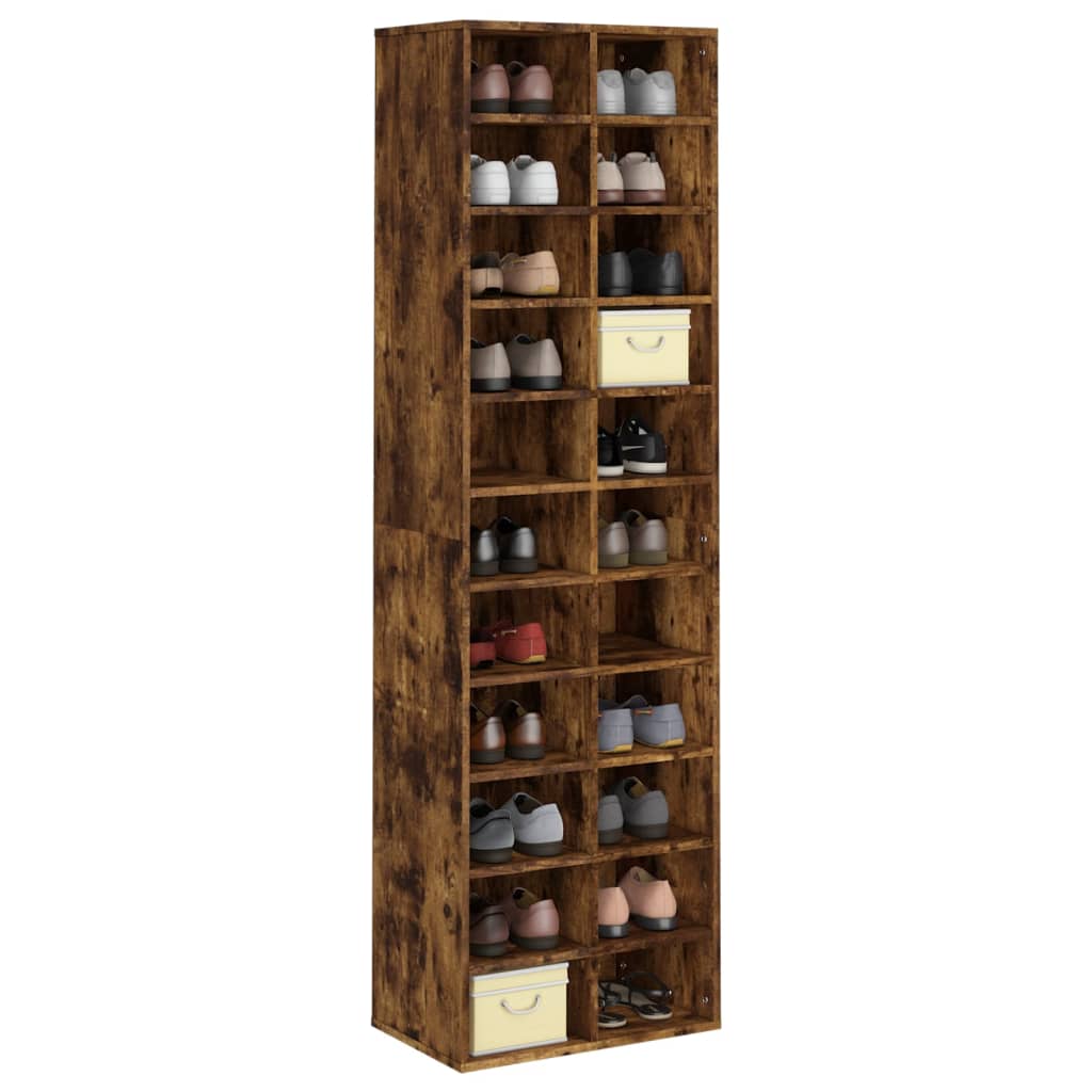 Vidaxl Cabinet da scarpe 54x34x183 cm Colore di quercia affumicata in legno