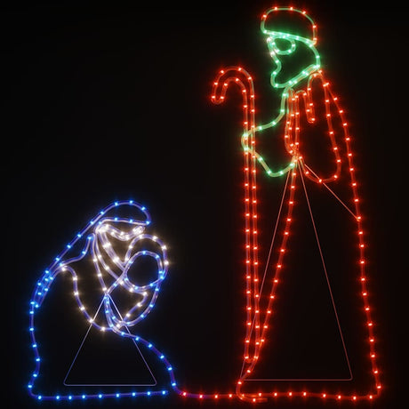 Vidaxx Weihnachtsfiguren Josef und Maria mit 264 LEDs 40x55 und 38x100 cm