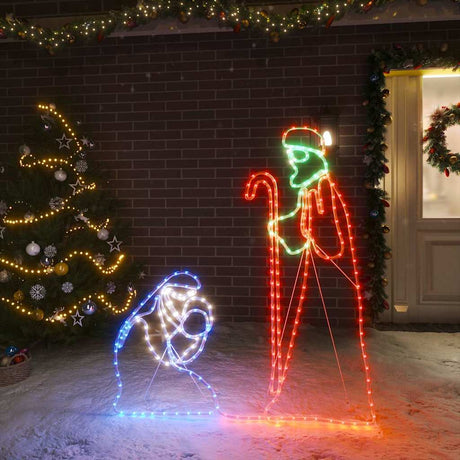 Vidaxx Weihnachtsfiguren Josef und Maria mit 264 LEDs 40x55 und 38x100 cm