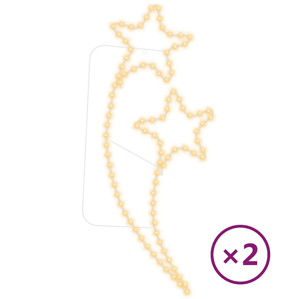 Vidaxxl Lichtkabel 2 Stück sternförmig warmweiß 125,5x53x4,5 cm