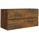 Vidaxl wastafelkast 90x38,5x45 cm bewerkt hout gerookt eikenkleurig