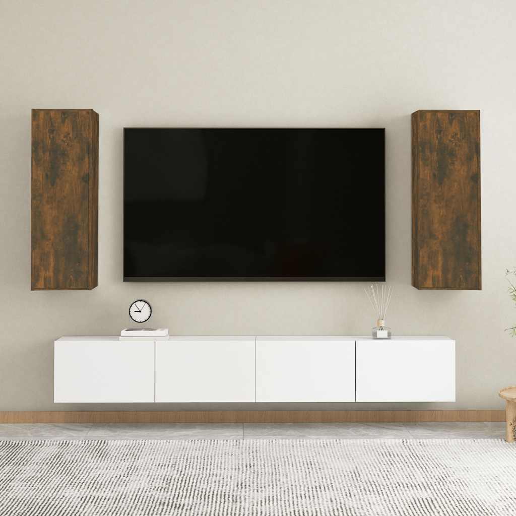 Vidaxl tv-meubelen 2 st 30,5x30x90 cm bewerkt hout gerookt eikenkleur