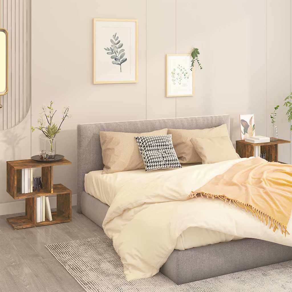 Vidaxl nachtkastjes 2 st 50x30x51,5 cm bewerkt hout gerookt eikenkleur