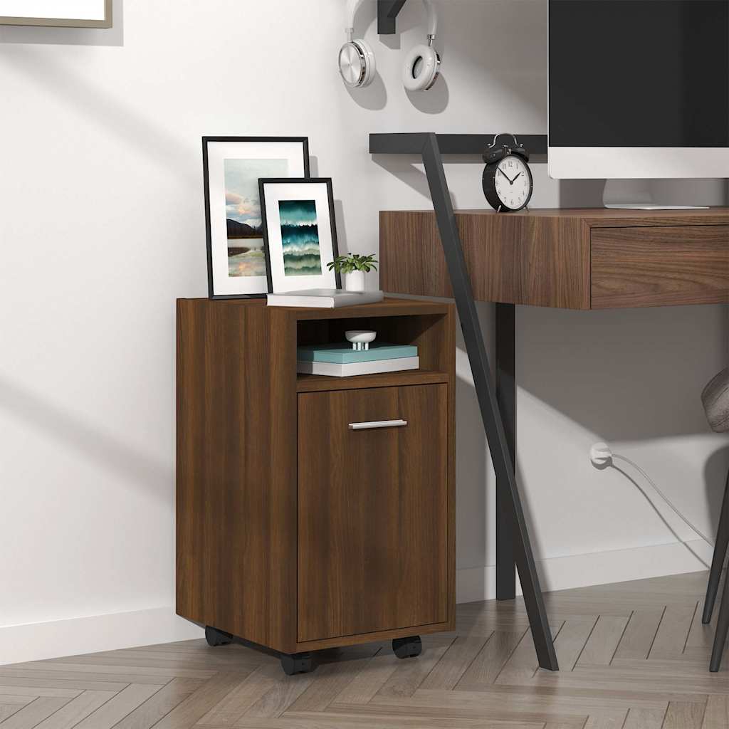 Vidaxl bijzetkast met wielen 33x38x60 cm bewerkt hout bruineikenkleur
