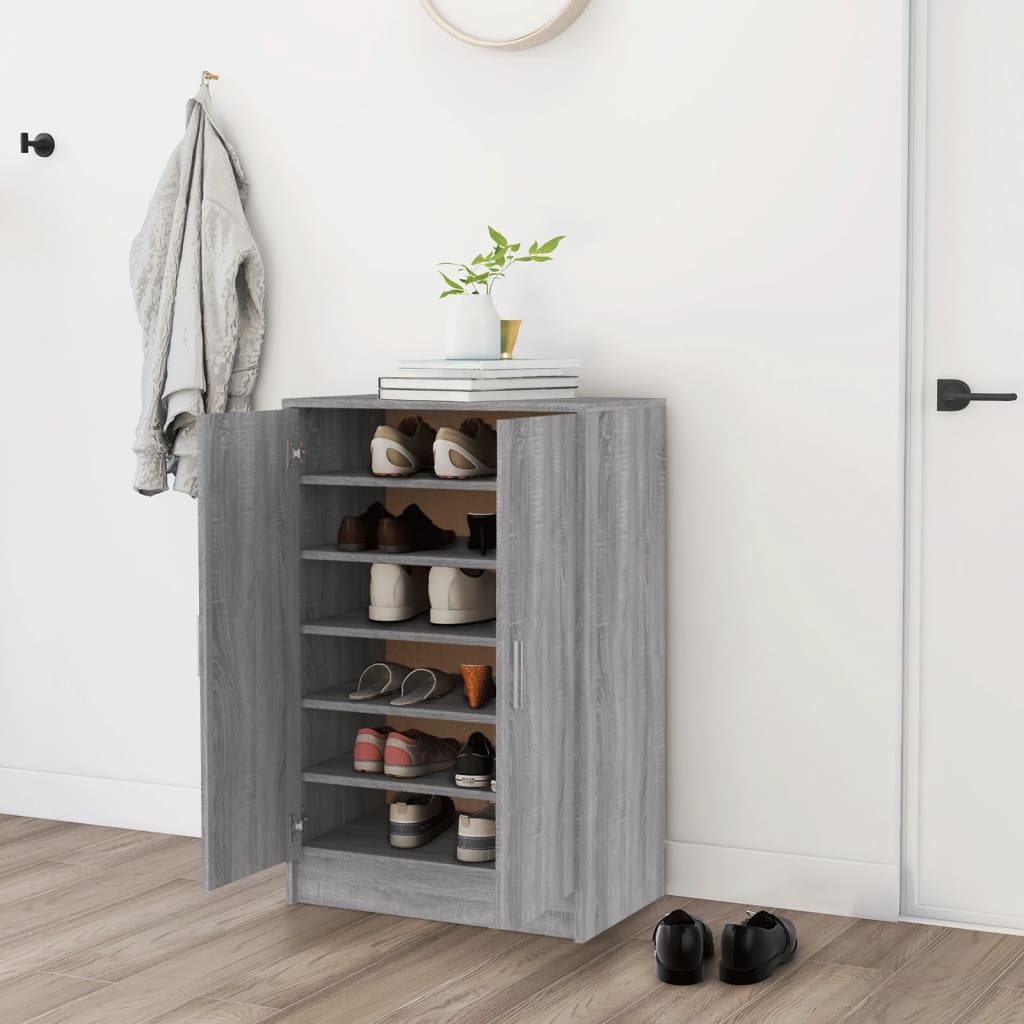 Vidaxl Shoe Cabinet 60x35x92 cm Vlastní dřevo šedé sonoma dub barevné