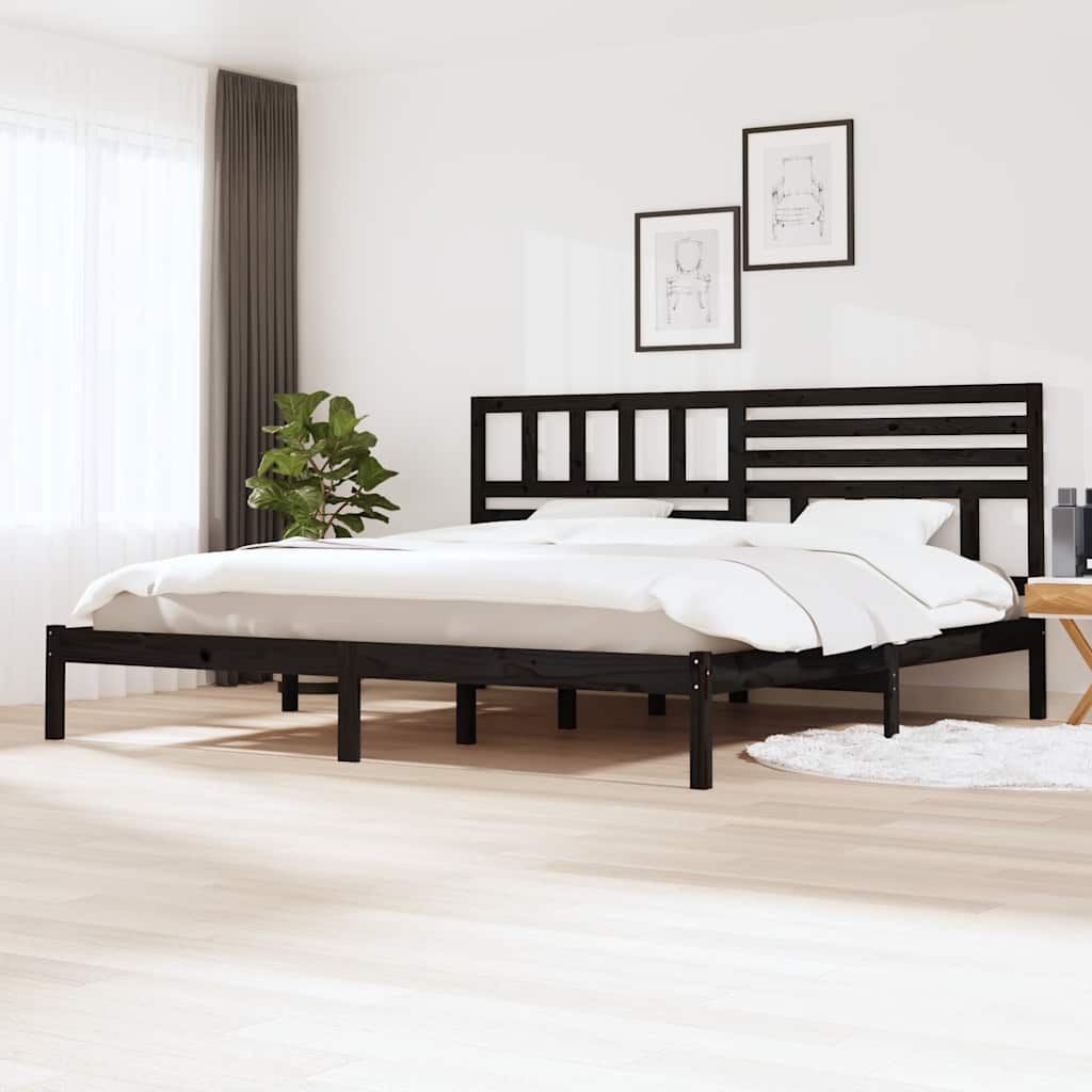 Vidaxl bedframe massief grenenhout zwart 200x200 cm
