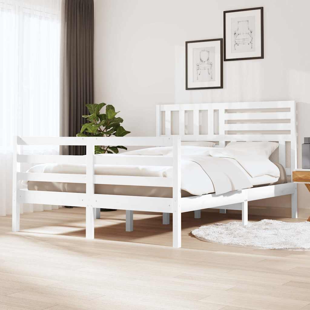 Vidaxl bedframe massief hout wit 150x200 cm