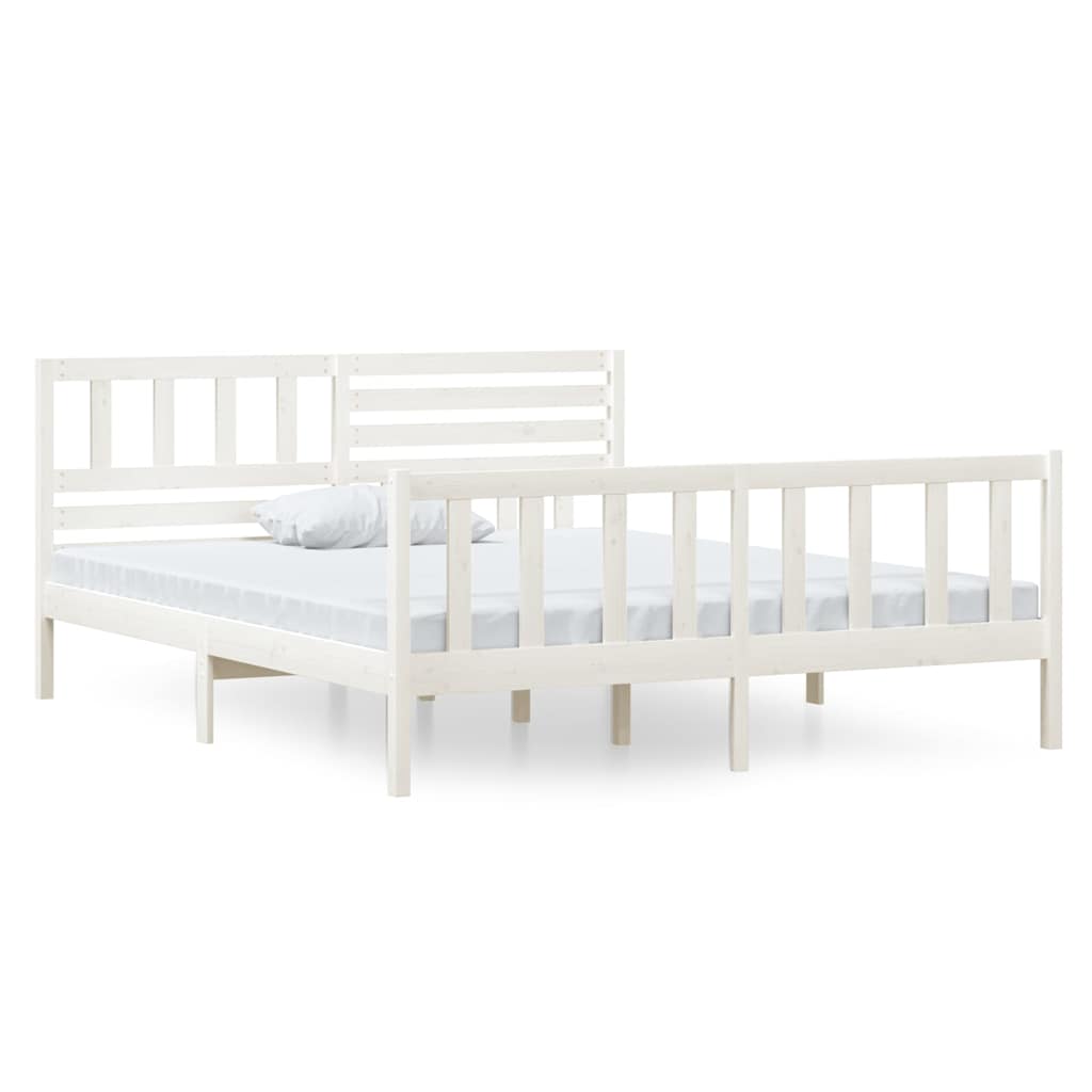 Vidaxl bedframe massief hout wit 140x190 cm