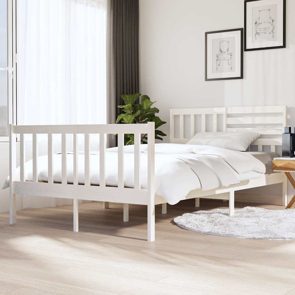 Vidaxl bedframe massief hout wit 140x190 cm