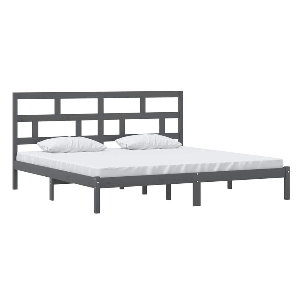 Vidaxl bedframe massief grenenhout grijs 200x200 cm