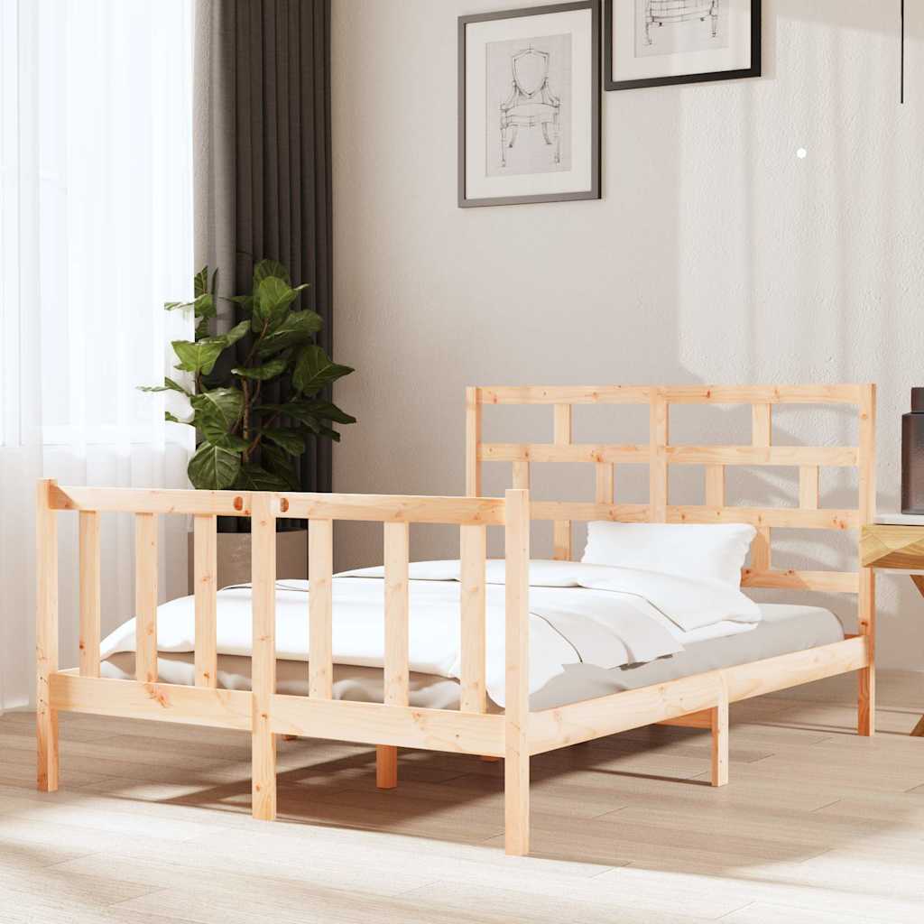 Vidaxl bedframe massief grenenhout 135x190 cm