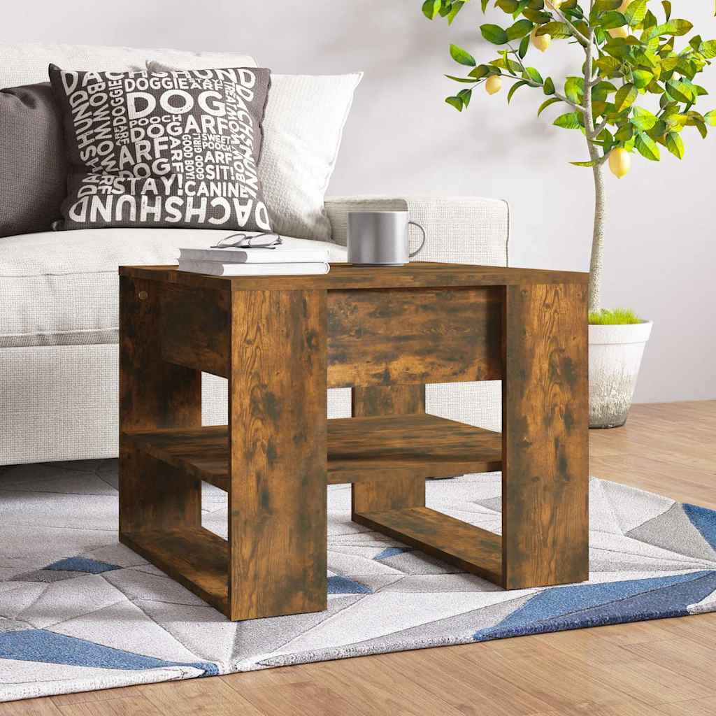 Vidaxl salontafel 55,5x55x45 cm bewerkt hout gerookt eikenkleurig