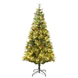 Vidaxl Weihnachtsbaum mit LED- und Kiefernkegel 225 cm PVC und PE Green