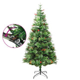 Vidaxl juletre med LED- og furukjegler 225 cm PVC og PE Green