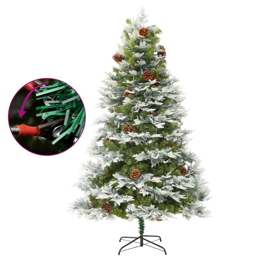 Vidaxl juletre med LED- og furuskjegler 195 cm PVC og PE Green