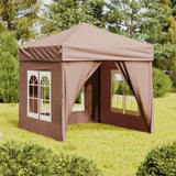 Vidaxl Partytent faltbar mit Seitenwänden 2x2 m Taupe