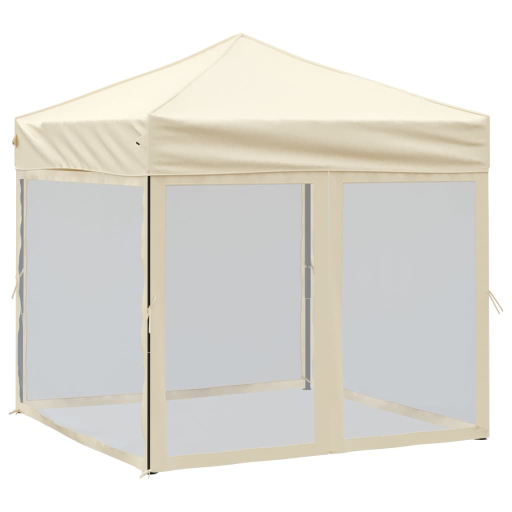 Vidaxl partyTent foldbar med sidoväggar 2x2 m kräm -färgad