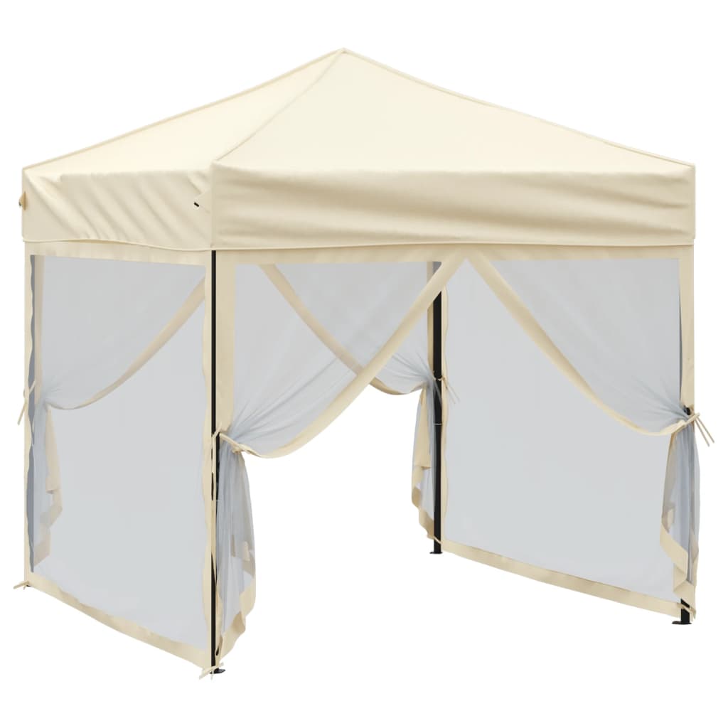 Vidaxl partyTent foldbar med sidoväggar 2x2 m kräm -färgad