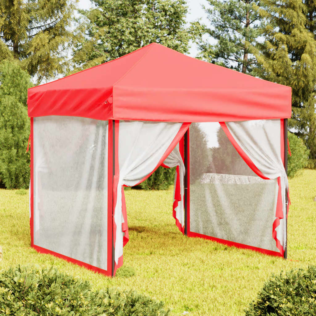 Vidaxl PartyTent skládací s bočními stěnami 2x2 m červená