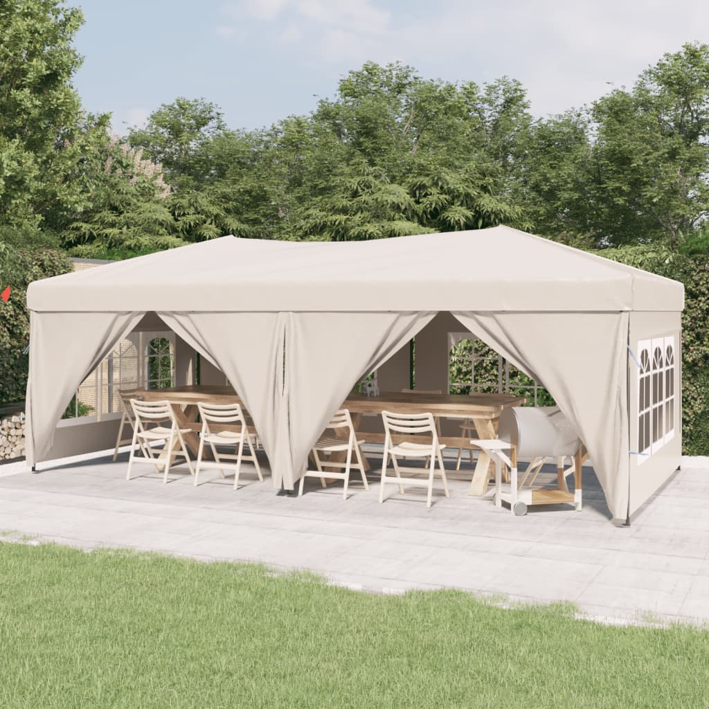 Vidaxl Partytent Foldable with side walls 3x6 m cream -colored