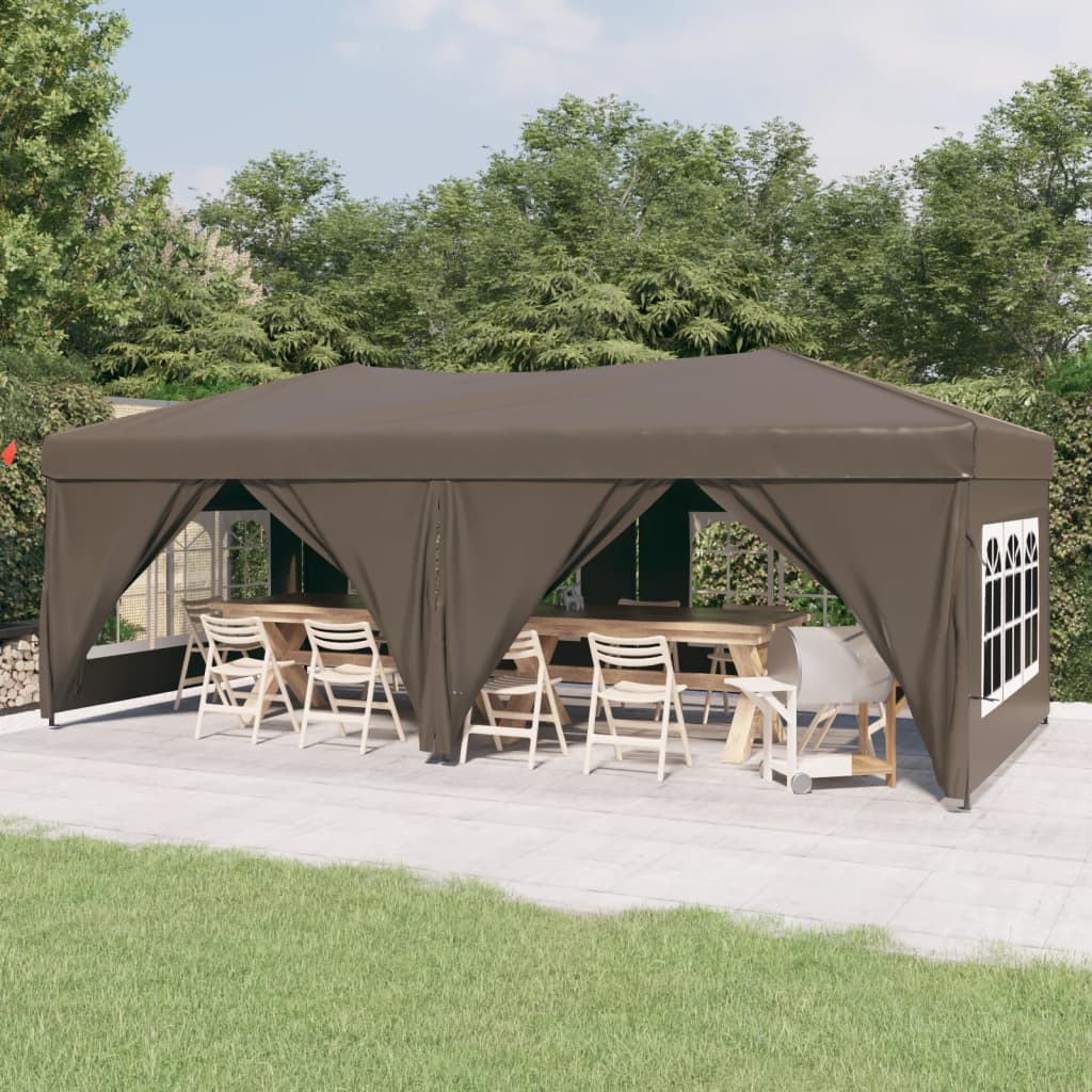 Vidaxl partytent vikbar med sidoväggar 3x6 m taupe