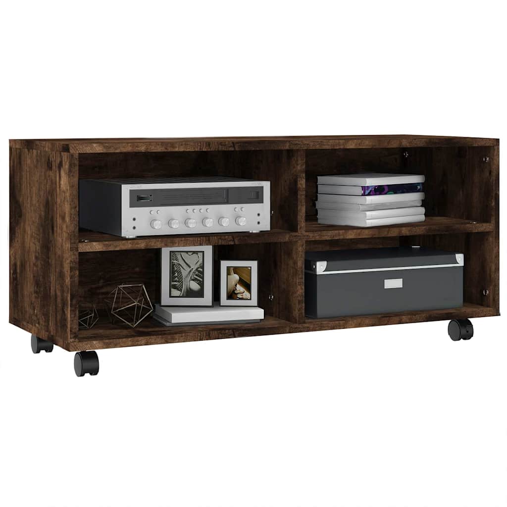 Vidaxl tv-meubel met wieltjes 90x35x35 cm bewerkt hout gerookt eiken