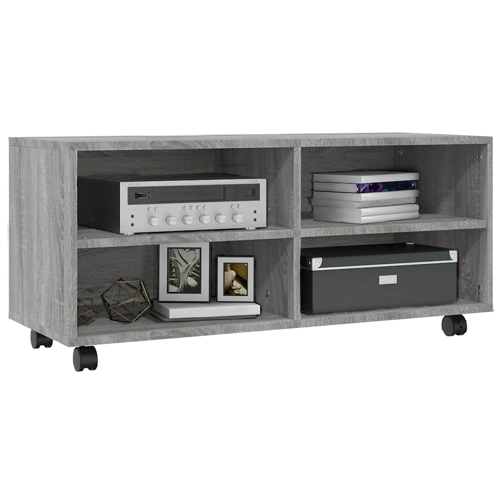 Vidaxl tv-meubel met wieltjes 90x35x35 cm bewerkt hout grijs sonoma