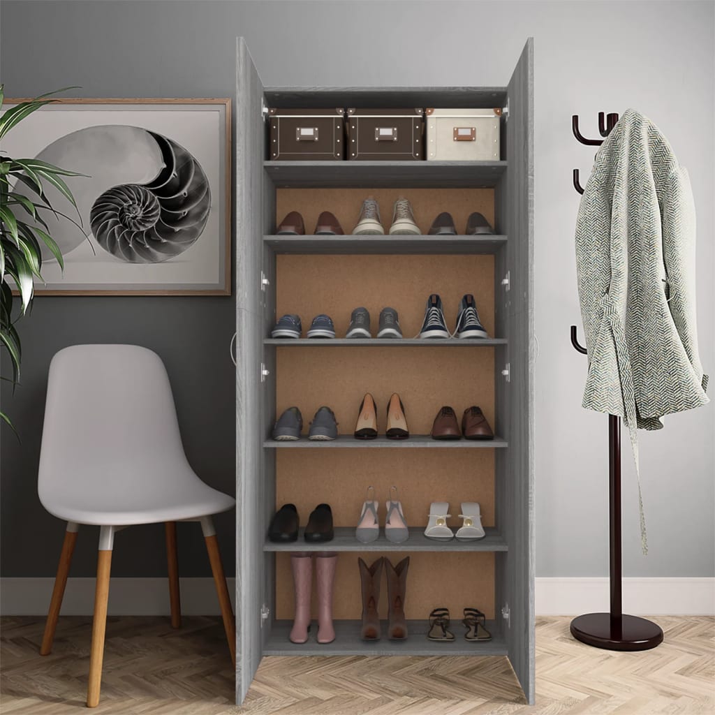 Vidaxl Shoe cabinet 80x35.5x180 cm Properted Wood Gray Sonoma Oak