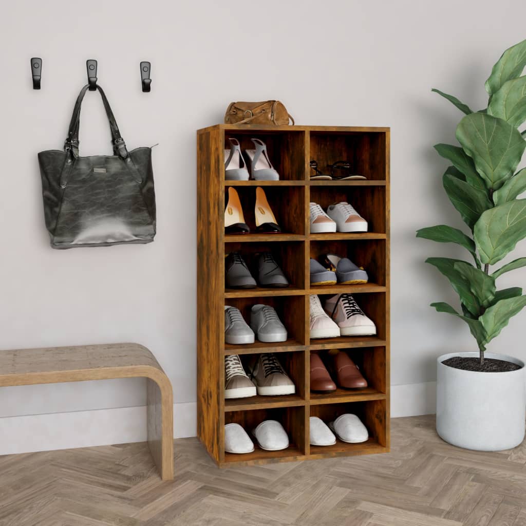 VidaXL shoe rack 54x34x100.5 cm processed wood smoked oak colored