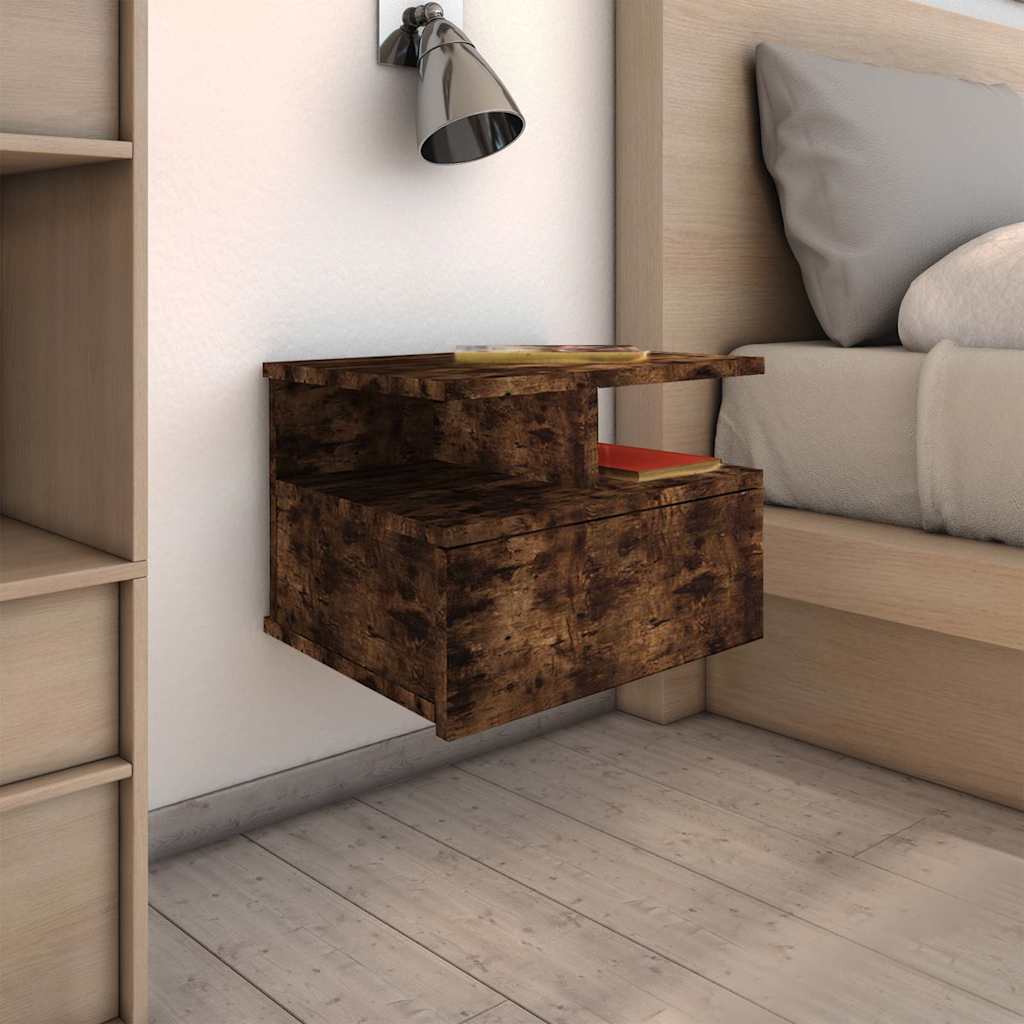 Vidaxl nachtkastjes 2 st zwevend 40x31x27 cm hout gerookt eikenkleurig