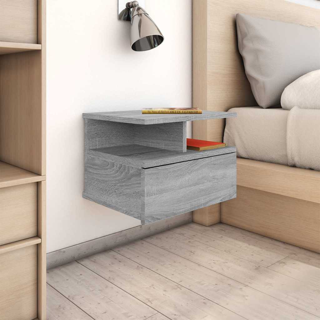 Vidaxl nachtkastje zwevend 40x31x27 cm bewerkt hout grijs sonoma eiken