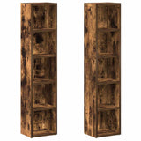 Vidaxl cd-kasten 2 st 21x16x93,5 cm bewerkt hout gerookt eikenkleurig