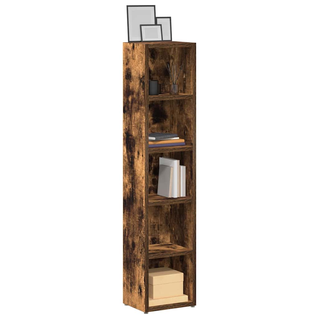 Vidaxl cd-kasten 2 st 21x16x93,5 cm bewerkt hout gerookt eikenkleurig