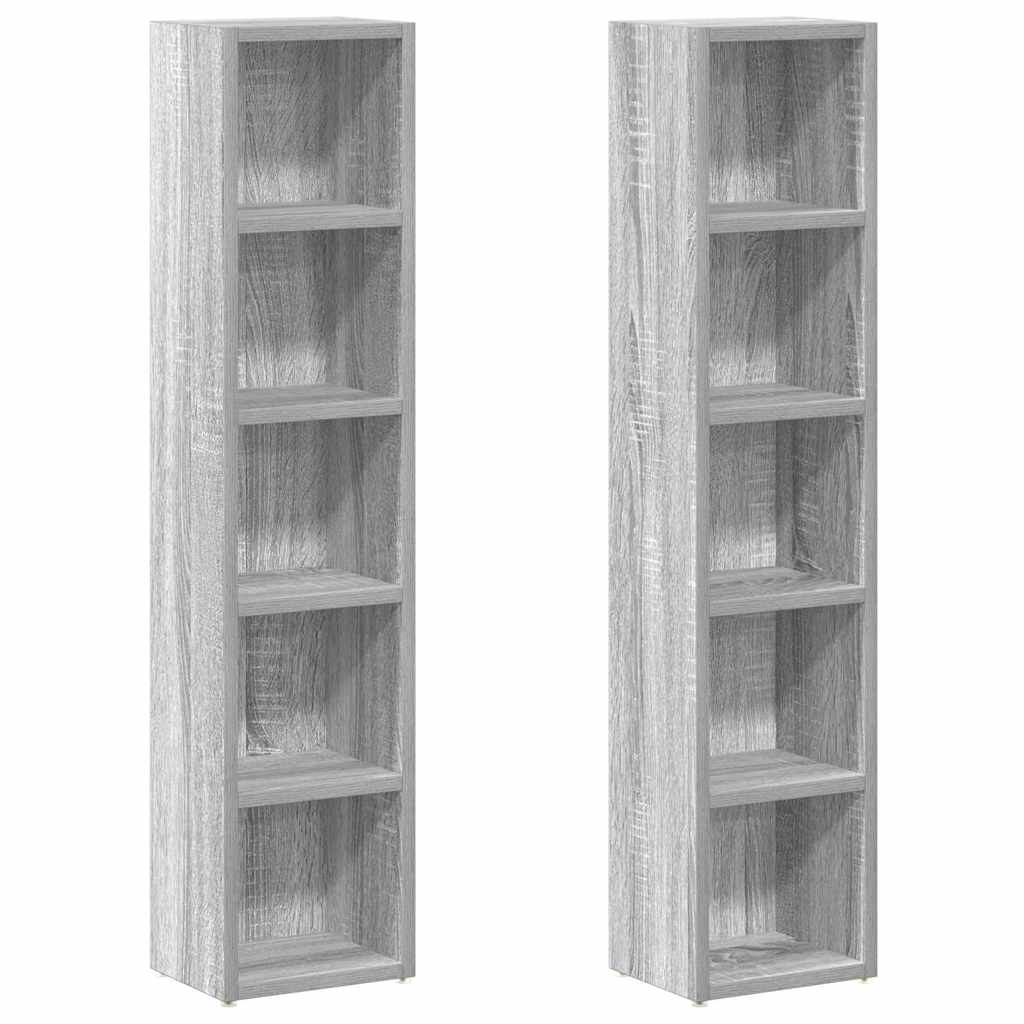 Vidaxl cd-kasten 2st 21x16x93,5cm bewerkt hout grijs sonoma eikenkleur