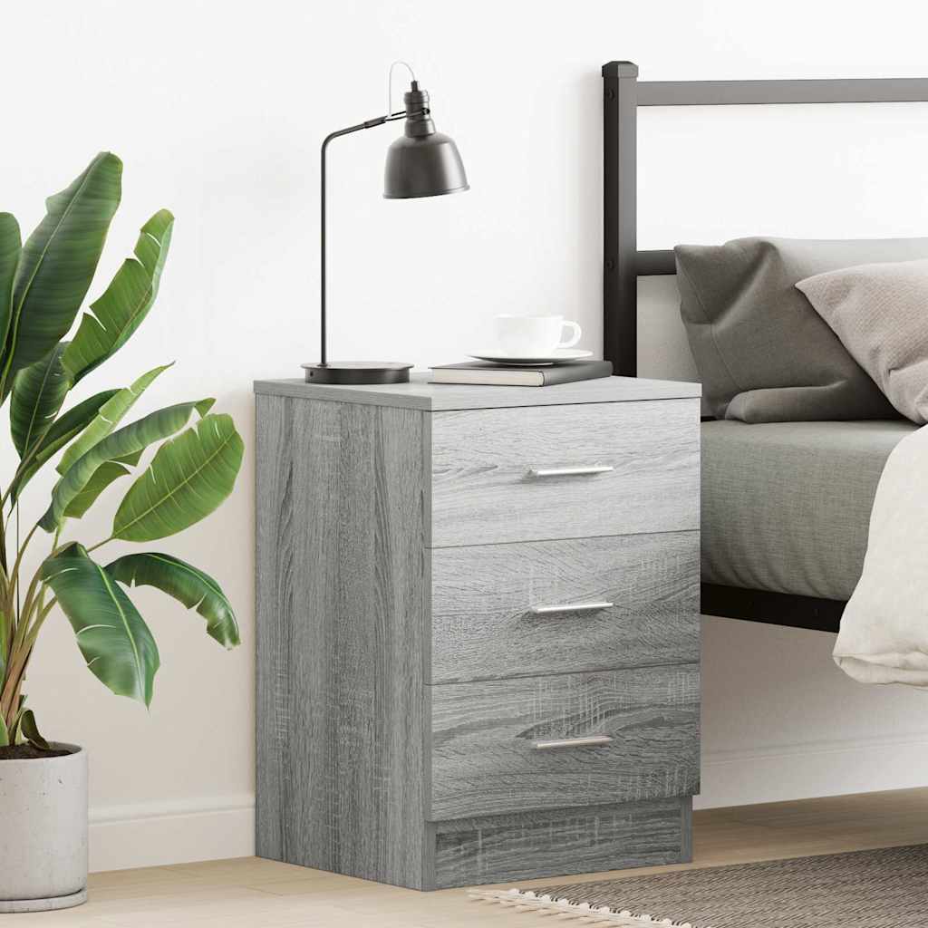 Vidaxl nachtkastje 38x35x56 cm bewerkt hout grijs sonoma eikenkleurig