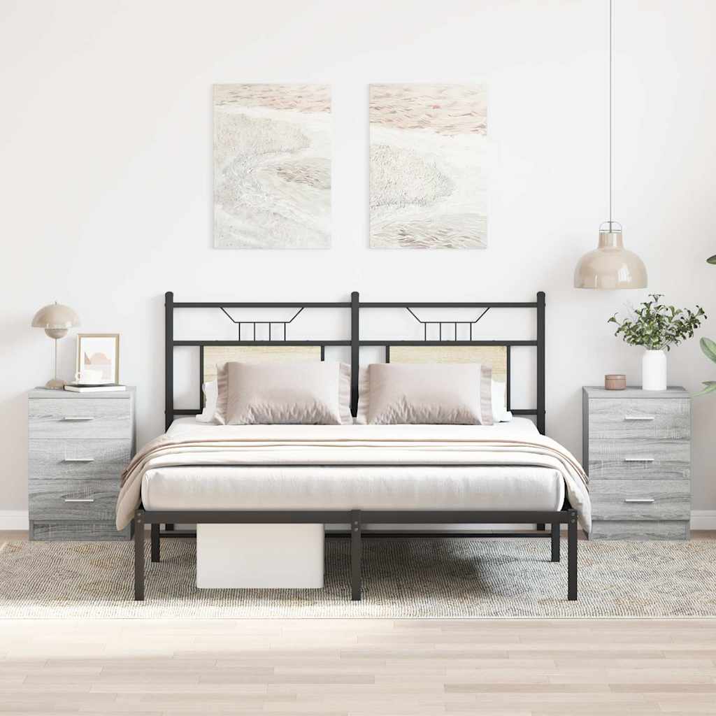 Vidaxl nachtkastjes 2 st 38x35x56 cm bewerkt hout grijs sonoma eiken