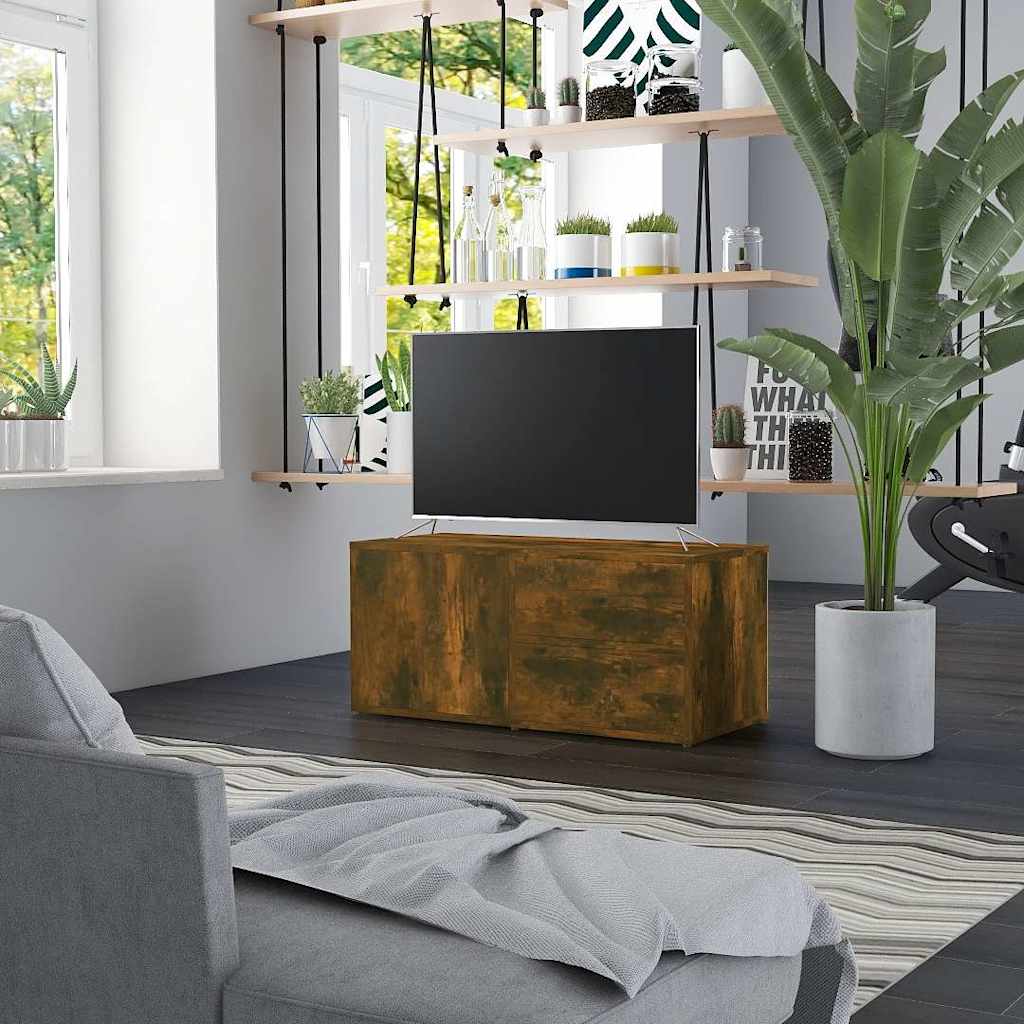 Vidaxl tv-meubel 80x34x36 cm bewerkt hout gerookt eikenkleurig