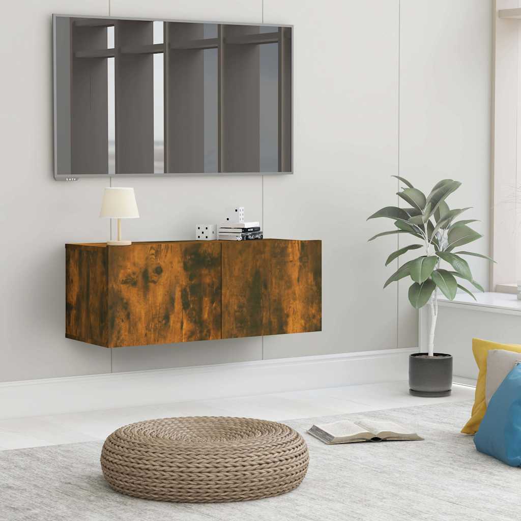 Vidaxl tv-meubel 80x30x30 cm bewerkt hout gerookt eikenkleurig