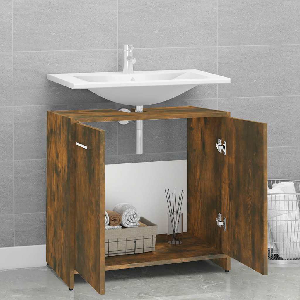 Vidaxl badkamerkast 60x33x60 cm bewerkt hout gerookt eikenkleurig