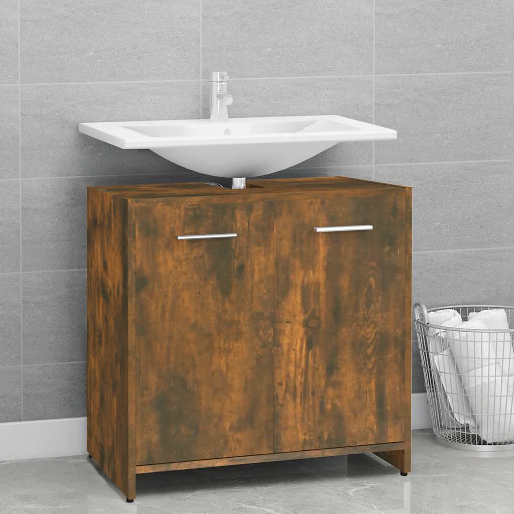 Vidaxl badkamerkast 60x33x60 cm bewerkt hout gerookt eikenkleurig