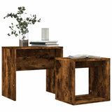 Vidaxl 2-delige tafeltjesset bewerkt hout gerookt eikenkleurig