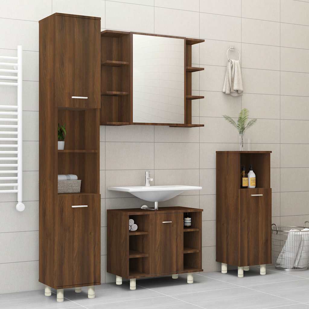Vidaxl badkamerkast 30x30x95 cm bewerkt hout bruin eikenkleur
