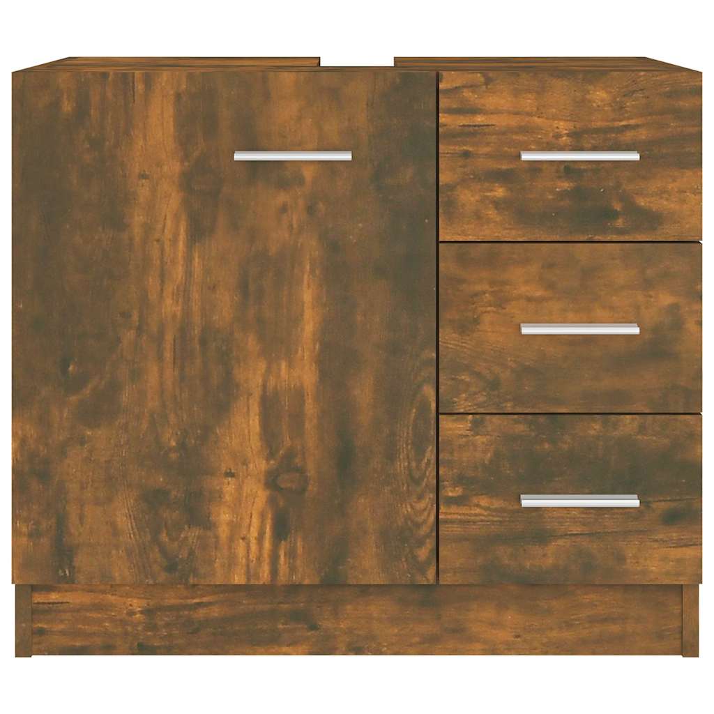 Vidaxl wastafelkast 63x30x54 cm bewerkt hout gerookt eikenkleurig