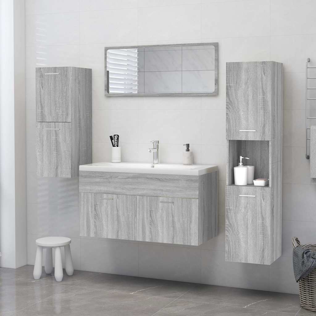 Vidaxl badkamerkast 30x30x130 cm bewerkt hout grijs sonoma eikenkleur