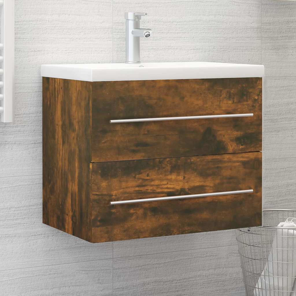 Vidaxl wastafelkast 60x38,5x48 cm bewerkt hout gerookt eikenkleurig