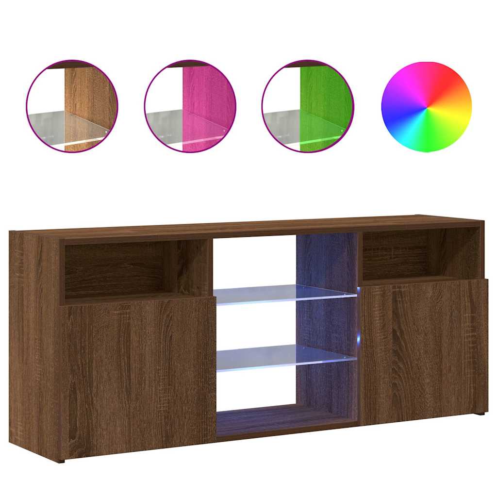 Vidaxl tv-meubel met led-verlichting 120x30x50 cm bruin eikenkleur